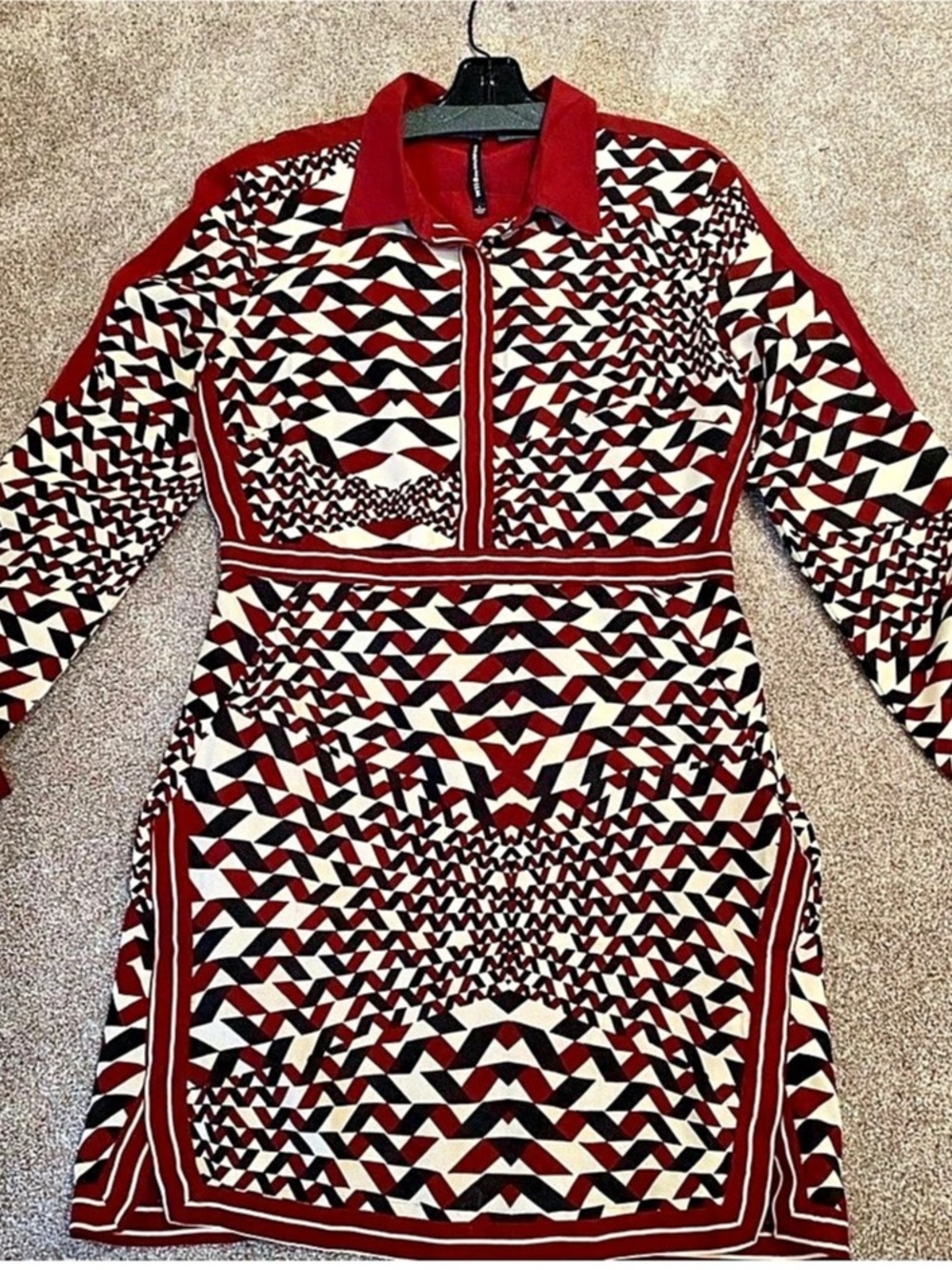 Walter Baker Women's Geometric Mini Dress in Red & Black Like New